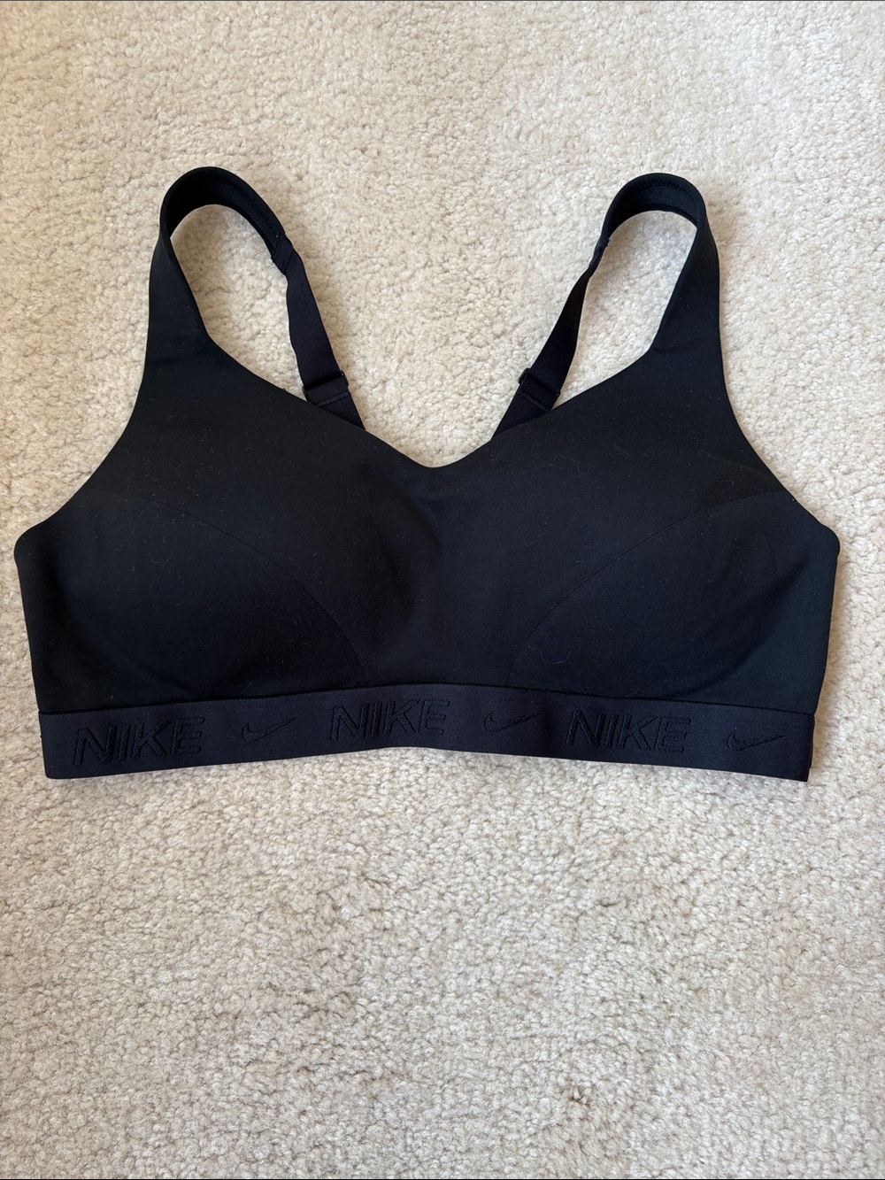 NWT Nike Black Seamless Light Support Sports Bra Sz. L